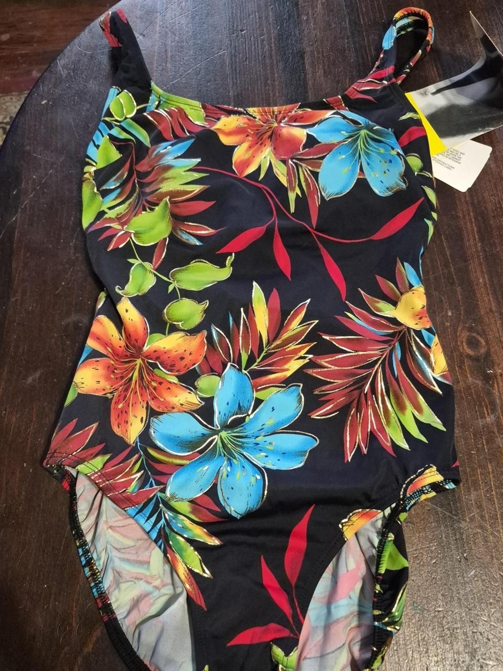 Longitude Kids One-Piece Swimsuit - Black with Bright Tropical Florals